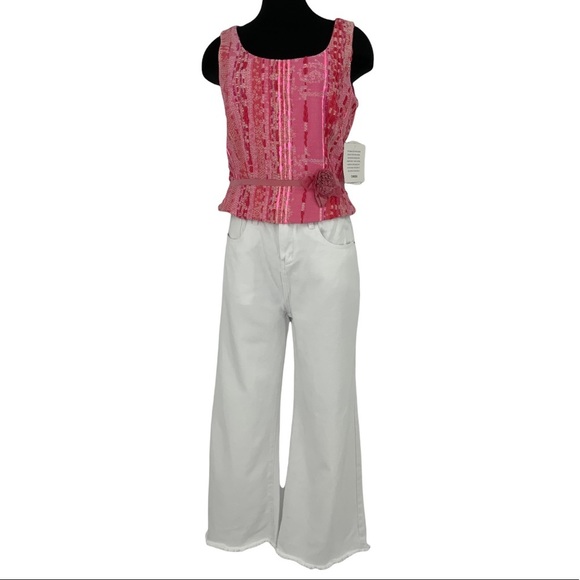 Revolve Superdown Lucy Crop Flare White Jeans B7 - Picture 3 of 13